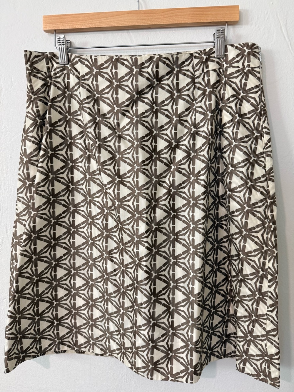 Agnona Made in Italy Women’s Skirt Size 50 Brown Cream Geometric Cotton Blend